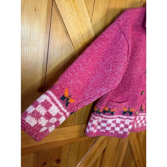 La Llama Handmade 100% Wool Button Up Cardigan Pink READ Size L/XL (5366) - Picture 4 of 6